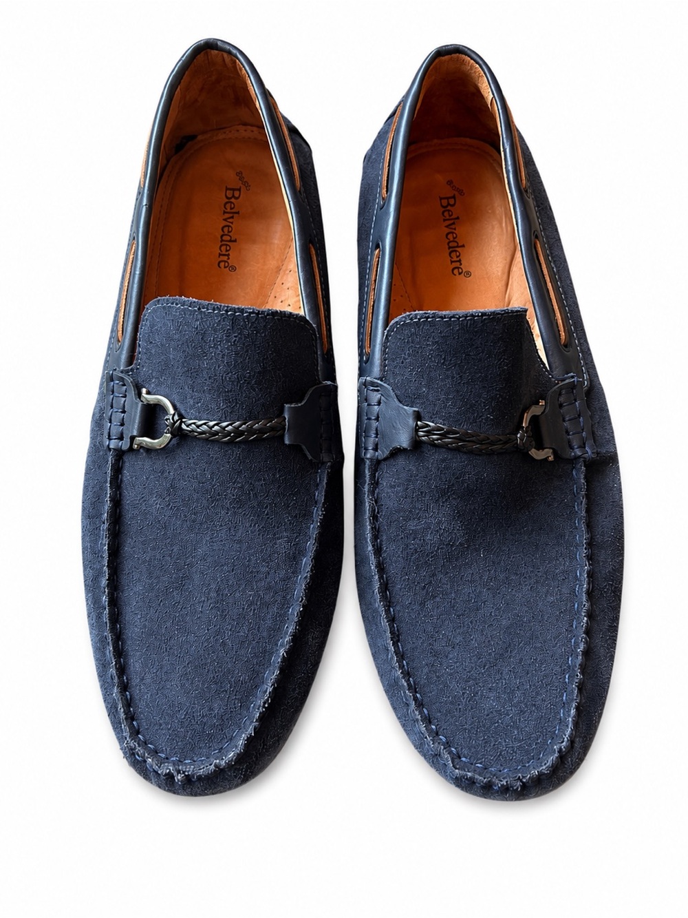Belvedere Louie Navy Suede Driving Loafers Men’s Size 11 D Made in Brazil